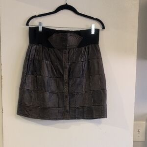 Retro Patchwork Leather Skirt